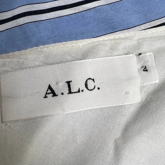 NWOT A.L.C. Cabrera Stripe One-Shoulder Dress Blue White Casual Women’s 4 - Picture 12 of 13